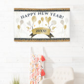 Bannière Du Nouvel An De Soirée Avec Balloirs D'Or (En situation)