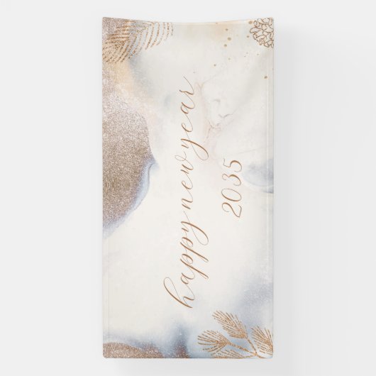 Bannière du Nouvel An or et blanc (Verticale)