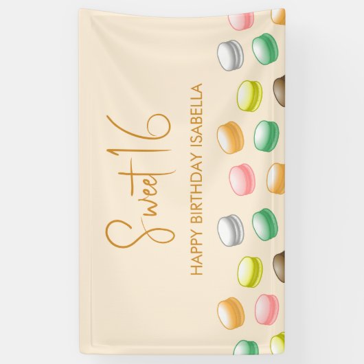 Bannière du parti Macarons Sweet 16 (Vertical)