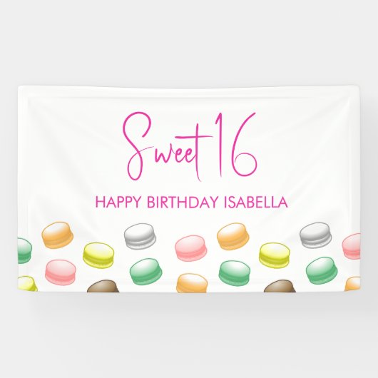 Bannière du parti Macarons Sweet 16 (Horizontal)