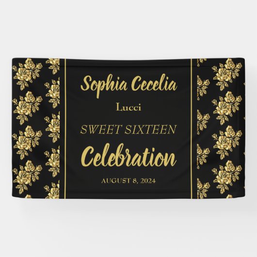 Bannière du parti Rose Shiny Gold (Horizontal)