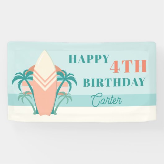 Bannière du surf Up Beach à thème Anniversaire (Horizontal)