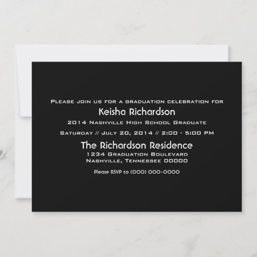 Bannière Ebony Grunge Grad Invitation (Dos)