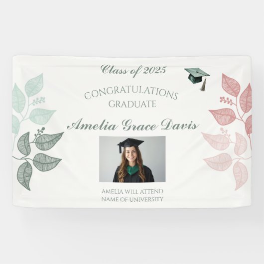 Bannière élégante de graduation botanique (Horizontal)
