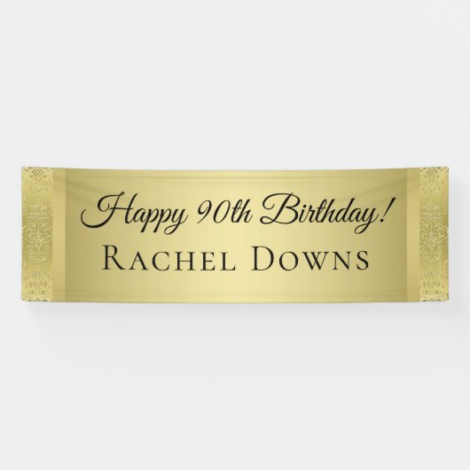 Bannière élégante de joyeux anniversaire d'or (Horizontal)