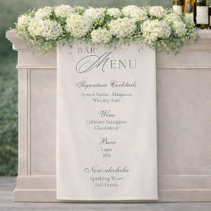 Bannière élégante de menu de bar de mariage vert s