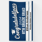 Bannière en bleu foncé et blanc de 8e année (Vertical)