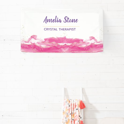 Bannière en marbre rose et or (Insitu)