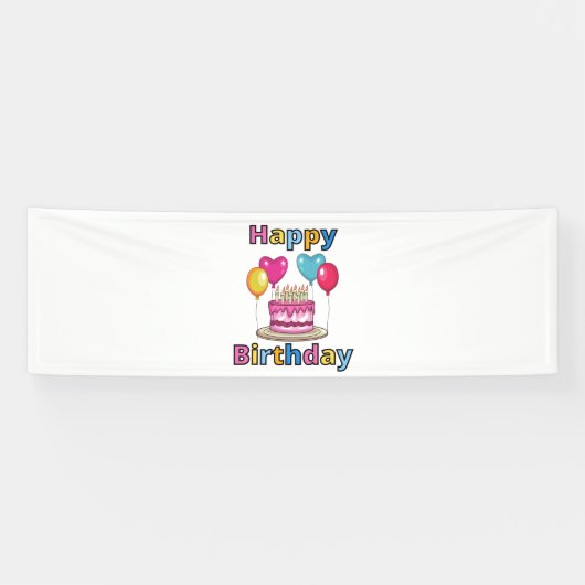 Bannière en vinyle 2,5x8 pour Joyeux Anniversaire (Horizontal)