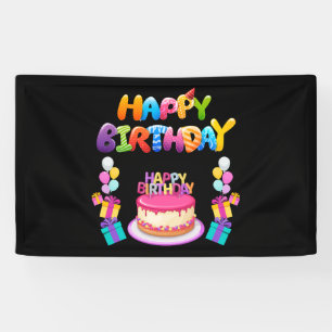 Bannière en vinyle 3x5 Joyeux Anniversaire Confett