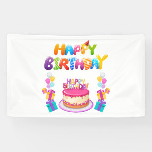 Bannière en vinyle 3x5 Joyeux Anniversaire Confett