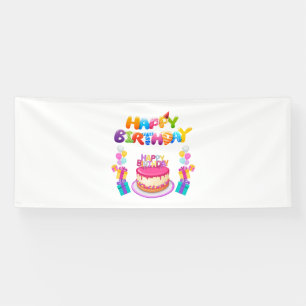 Bannière en vinyle 4x10 Joyeux Anniversaire Confet