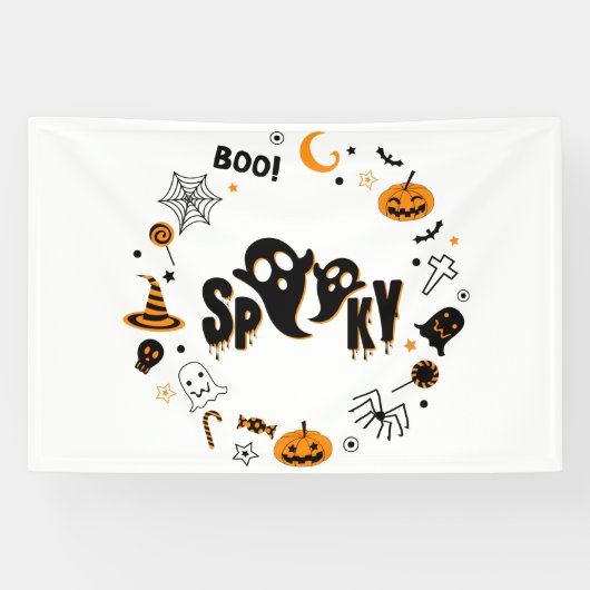Bannière en vinyle 4x6 Fantôme effrayant d'Hallowe (Horizontal)