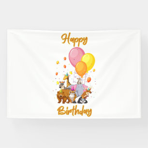 Bannière en vinyle 4x6 Joyeux Anniversaire Animaux