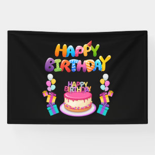 Bannière en vinyle 4x6 Joyeux Anniversaire Confett