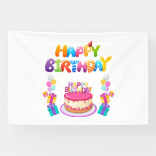 Bannière en vinyle 4x6 Joyeux Anniversaire Confett