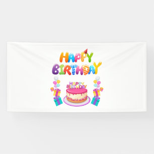 Bannière en vinyle 4x8 Joyeux Anniversaire Confett