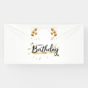 Bannière en vinyle 4x8 Joyeux Anniversaire Or
