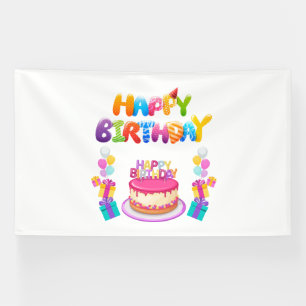 Bannière en vinyle 6x10 Joyeux Anniversaire Confet