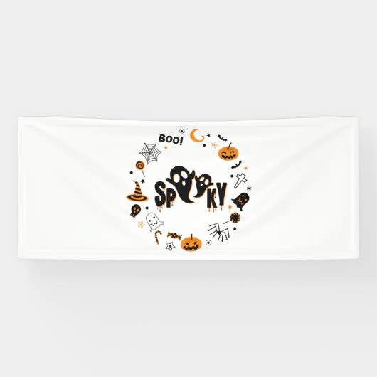 Bannière en vinyle Halloween Fantôme Effrayant 2,5 (Horizontal)