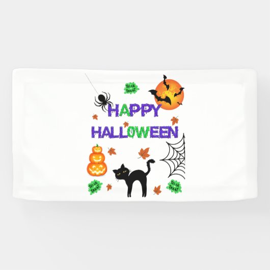 Bannière en vinyle Happy Halloween 1.6x3 (Horizontal)