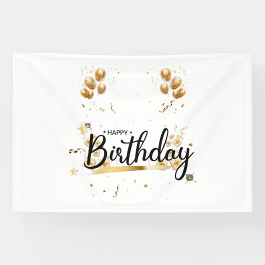 Bannière en vinyle Joyeux Anniversaire Or 4x6 (Horizontal)