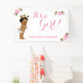 Bannière Ethnic Princess Baby shower rose Floral (En situation)