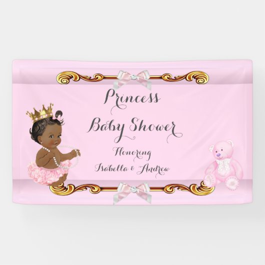Bannière Ethnic Princess Baby shower Rose Gold (Horizontal)
