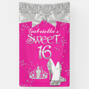 Bannière Étincelle Diadème Talons Douce 16 Rose Ch