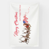 Bannière extérieure Santa Renne Drapeau américain  (Verticale)