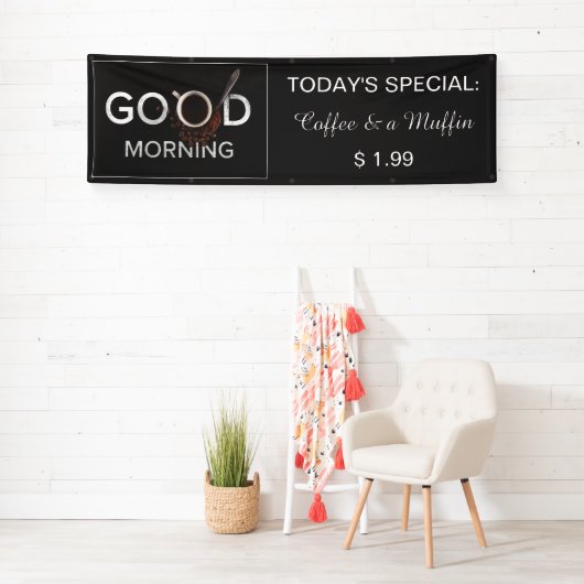 Bannière faite sur commande de café-restaurant des (En situation)