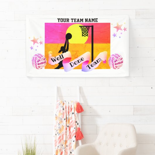 Bannière faite sur commande de net-ball de nom (En situation)