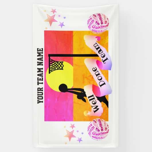 Bannière faite sur commande de net-ball de nom (Vertical)