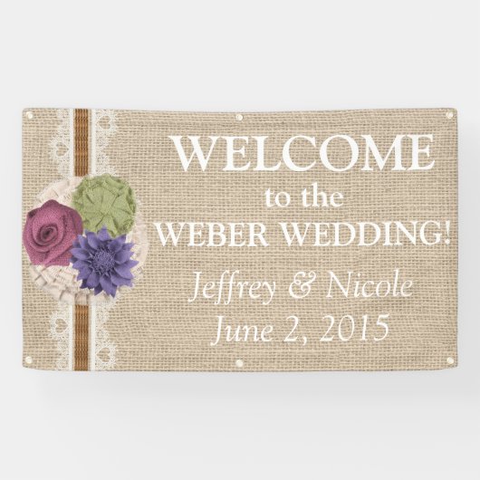 Bannière faite sur commande rustique de mariage de (Horizontal)