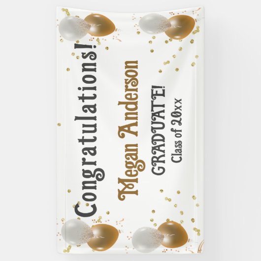 Bannière Félicitations aux diplômés avec nom (Vertical)