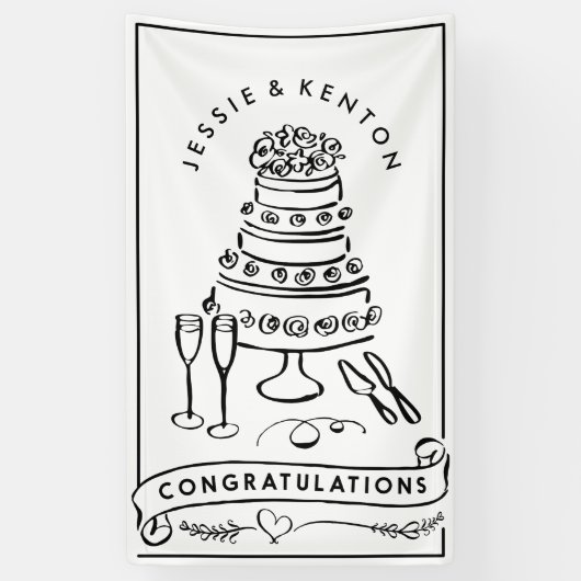 Bannière Félicitations Fiançailles mariage Cake (Vertical)