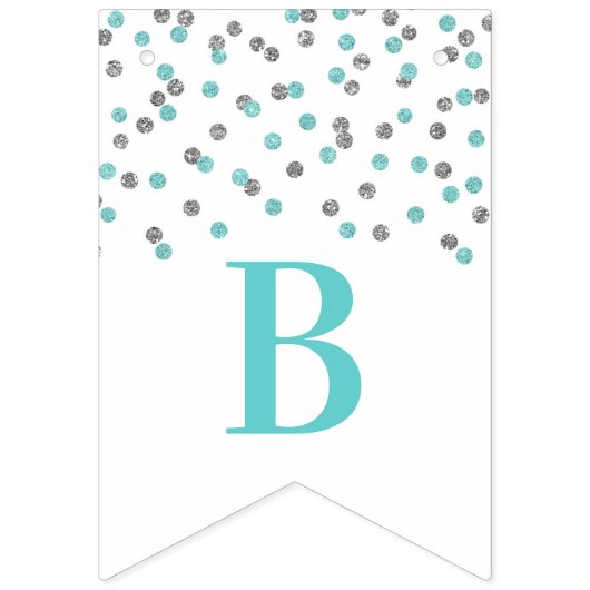 Bannière Fête des mariées Bleu Argent Confetti (Deuxième drapeau)
