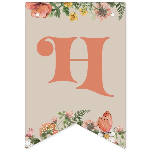 Bannière fleur sauvage d'anniversaire heureuse | F (Deuxième drapeau)