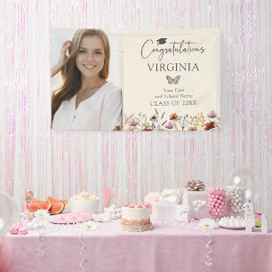 Bannière fleur sauvage de la graduation bohème