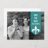 Bannière florale Aqua Chic, carte de faire-part de (Devant / Derrière)