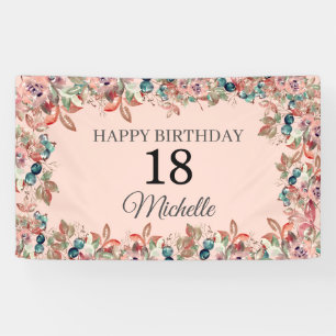 Bannière florale aquarelle rose et sarcelle pour 1