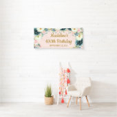 Bannière florale botanique rose sarcelle crème rét (En situation)