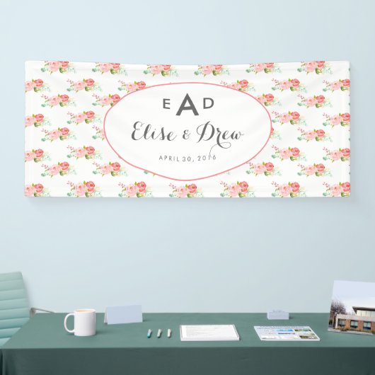 Bannière florale de monogramme (Salon professionnel)