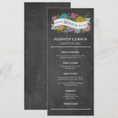 Bannière florale de tableau noir Menu (Devant / Derrière)
