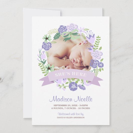 Bannière florale | Faire-part de naissance (Devant)