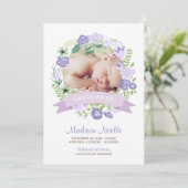 Bannière florale | Faire-part de naissance (Debout devant)