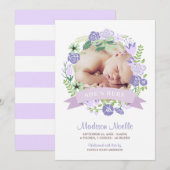 Bannière florale | Faire-part de naissance (Devant / Derrière)