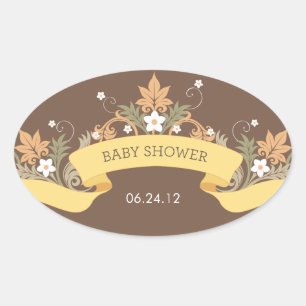 Bannière florale Sticker Baby shower jaune