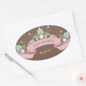 Bannière florale Sticker Baby shower rose (Enveloppe)