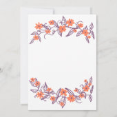 Bannière florale violette et orange Faire-part de (Dos)